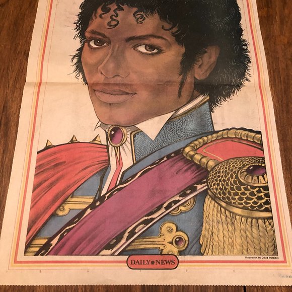 Vtg. 1980's Michael Jackson NY Daily News RARE Poster and Article - Picture 2 of 5